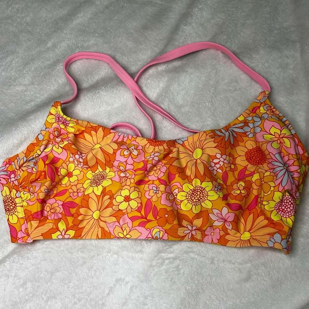 4/$10 Wild Fable orange and pink floral bikini top